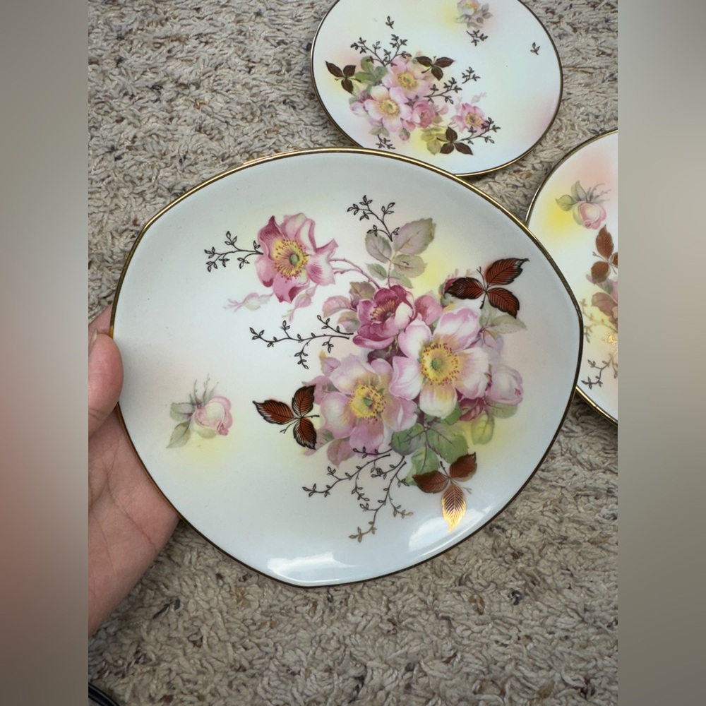 Schumann Arzberg Germany Wild Roses Pattern Gold Rim Dish #86, 11 & 6 lot of 3 - Picture 2 of 10